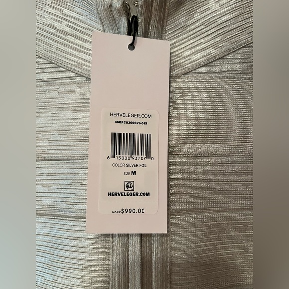 HERVE LEGER DEEP V BANDAGE DRESS - Picture 7 of 8